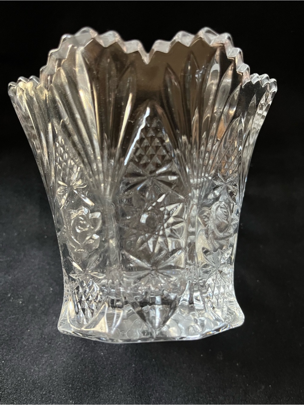 Studio Nova From Japan votive fairy lamp or vase. Rose and starburst.  crystal.